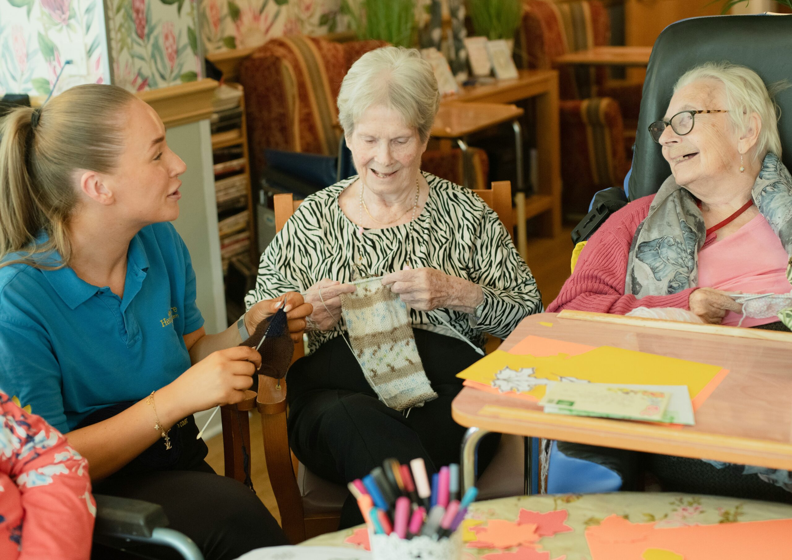 Caregiver and senior client doing an activity together, Suffolk County